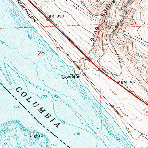 Topographic Map of Goodnoe Treaty Fishing Access Site, WA