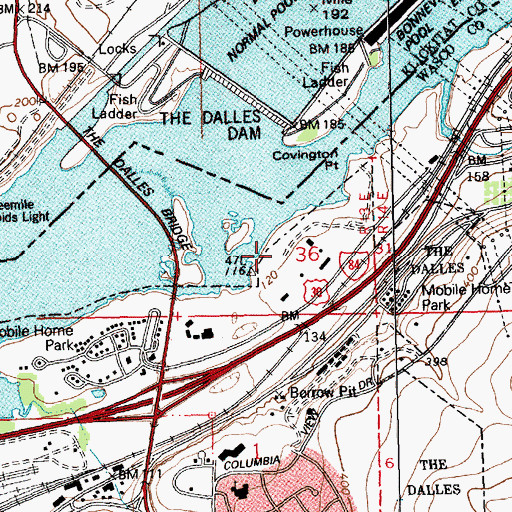 Topographic Map of Lone Pine Treaty Fishing Access Site, OR