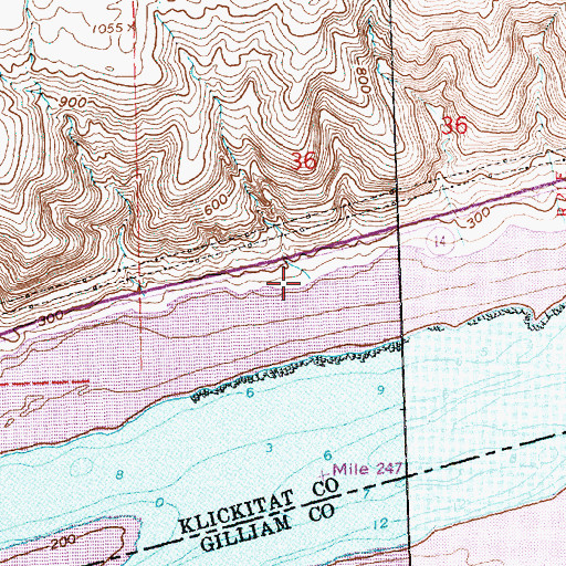 Topographic Map of Moonay Treaty Fishing Access Site, WA