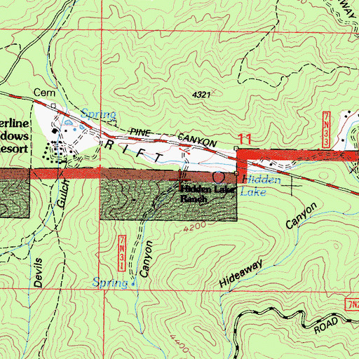 Topographic Map of Hidden Lake Ranch, CA