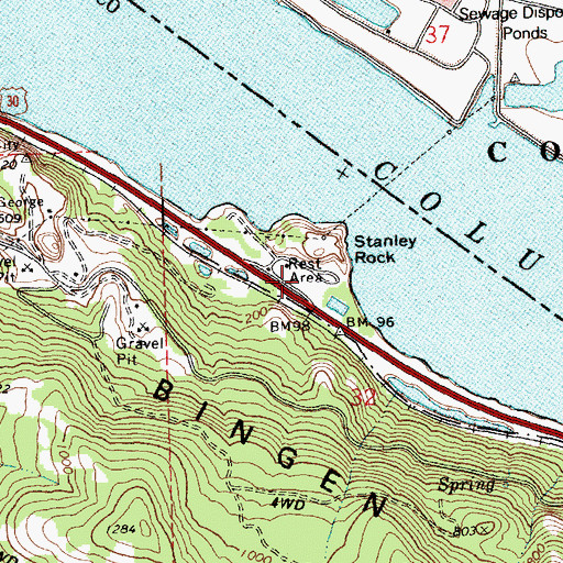 Topographic Map of Stanley Rock Treaty Fishing Access Site, OR