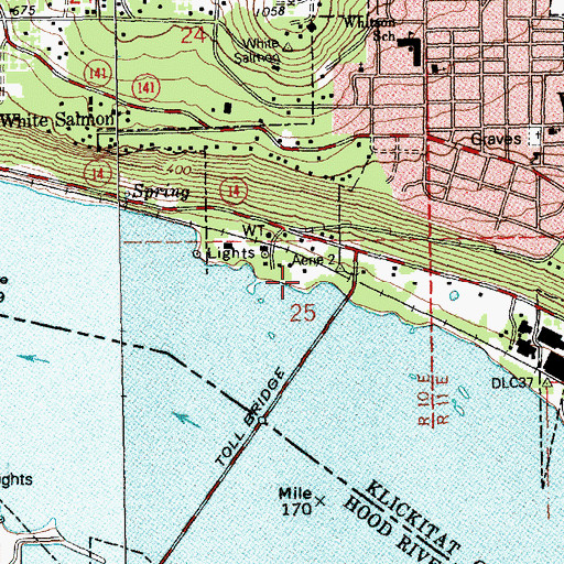 Topographic Map of White Salmon Treaty Fishing Access Site, WA