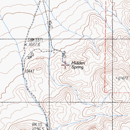Topographic Map of Hidden Spring, CA