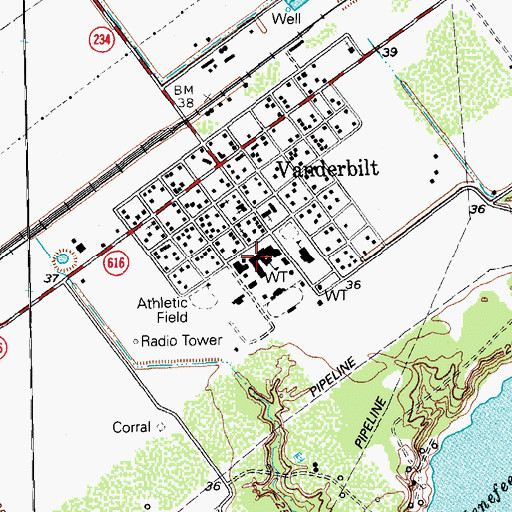 Topographic Map of Industrial High School, TX