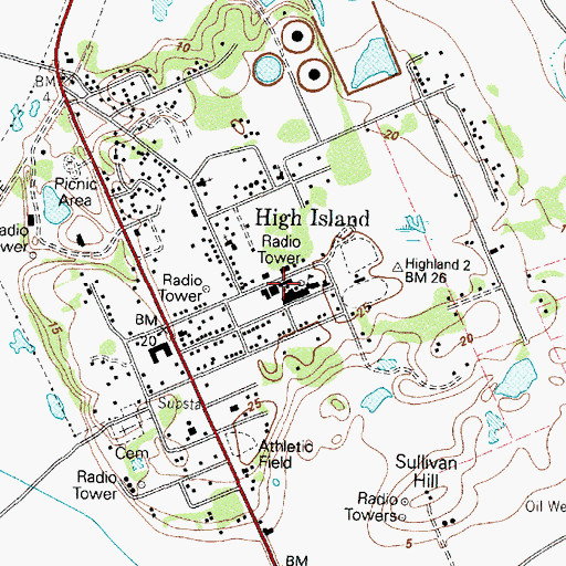 Topographic Map of High Island Elementary School, TX
