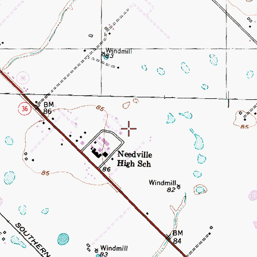 Topographic Map of Needville Junior High School, TX