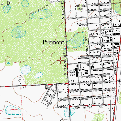 Topographic Map of Premont High School, TX