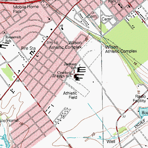 Topographic Map of Jackson - Roosevelt Elementary School, TX