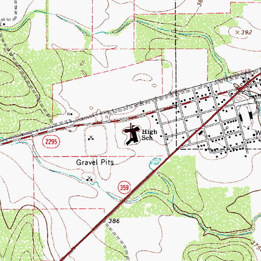 Topographic Map of Benavides High School, TX