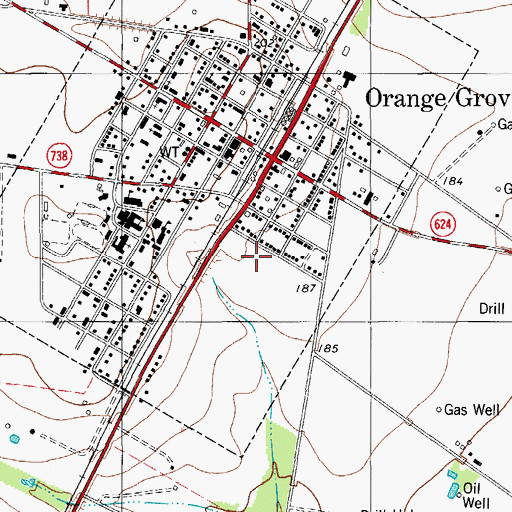 Topographic Map of Orange Grove Primary School, TX
