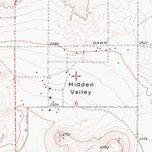 Topographic Map of Hidden Valley, CA