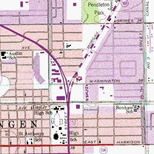Topographic Map of Saint Paul Lutheran School, TX