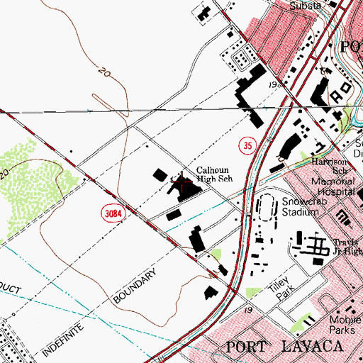 Topographic Map of Calhoun High School, TX