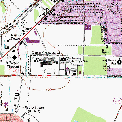 Topographic Map of Community Center School, TX