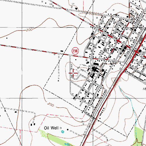 Topographic Map of Orange Grove Junior High School, TX