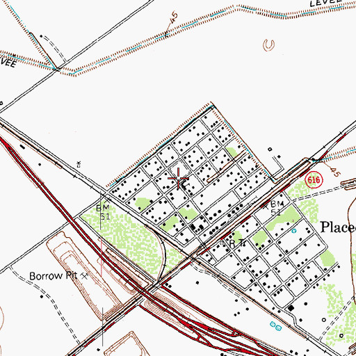Topographic Map of Placedo Elementary School, TX