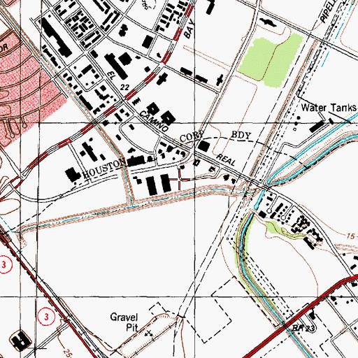 Topographic Map of Bay Area Montessori School House, TX