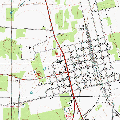 Topographic Map of Skidmore - Tynan Elementary School, TX