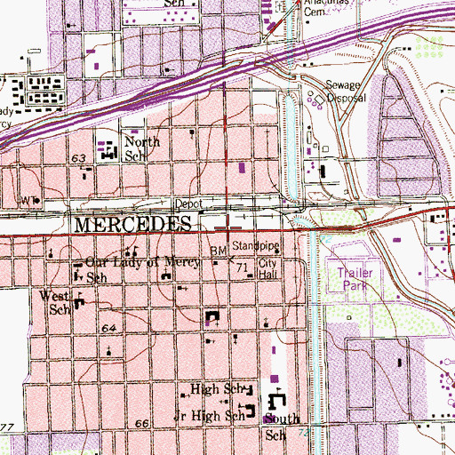 Topographic Map of Santa Maria Alternative School, TX