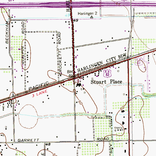 Topographic Map of Stuart Place Elementary School, TX