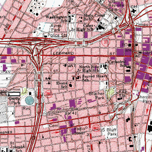 Topographic Map of Central Catholic Elementary School, TX