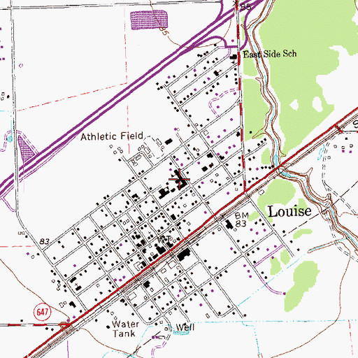Topographic Map of Louise High School, TX