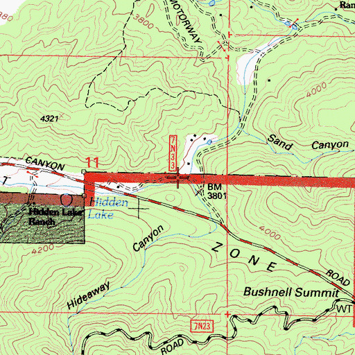 Topographic Map of Hideaway Canyon, CA