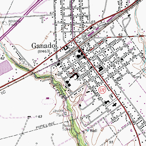 Topographic Map of Ganado Elementary School, TX