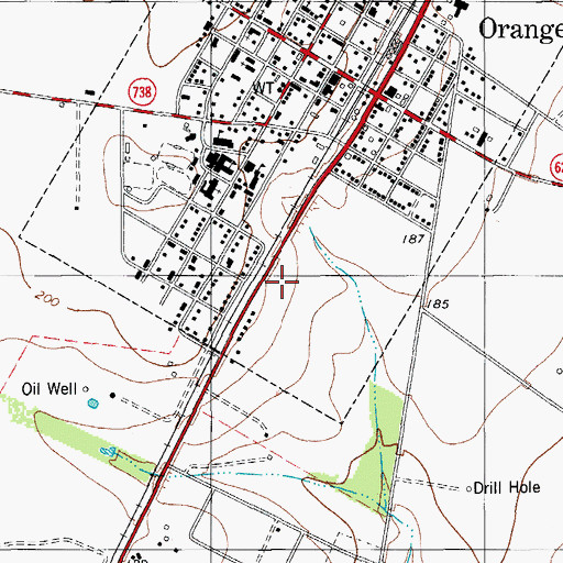 Topographic Map of Orange Grove High School, TX