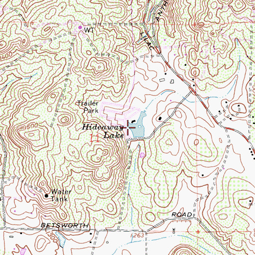 Topographic Map of Hideaway Lake, CA