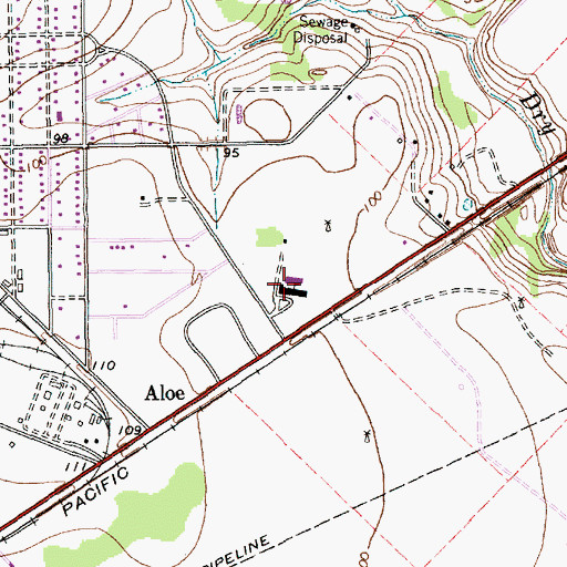 Topographic Map of Aloe Elementary School, TX