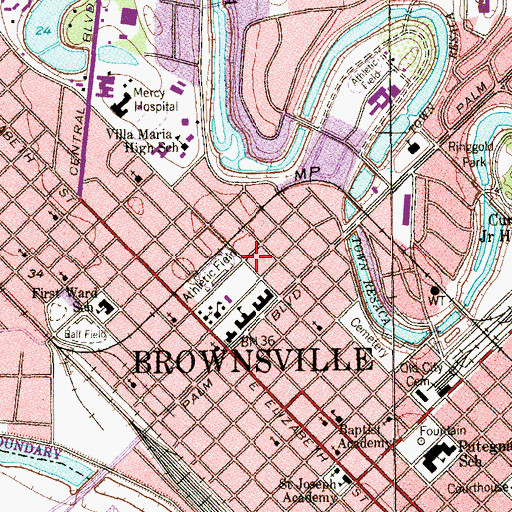 Topographic Map of Maria's Montessori School, TX