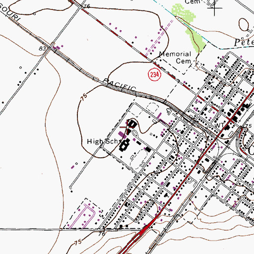 Topographic Map of Odem Junior High School, TX