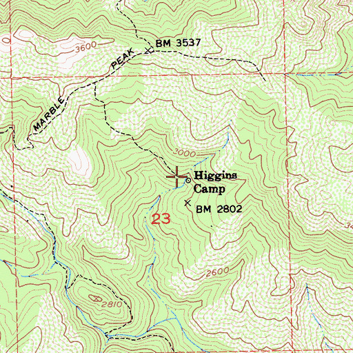 Topographic Map of Higgins Camp, CA