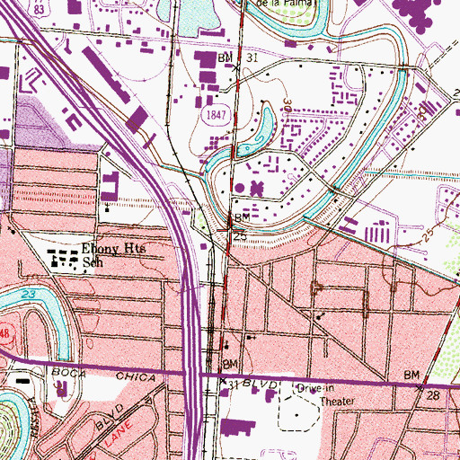 Topographic Map of Eagle Project School - Brownsville, TX