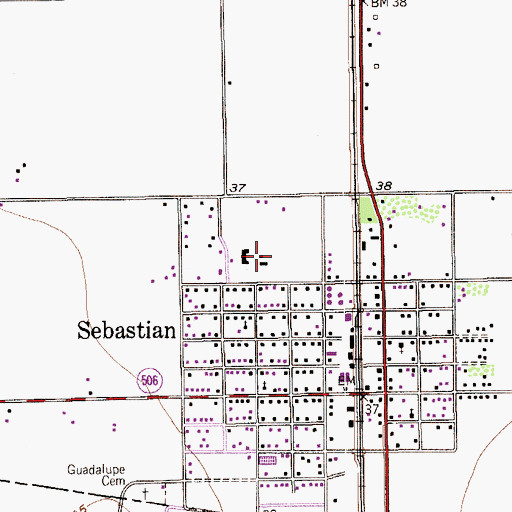 Topographic Map of Sebastian Elementary School, TX