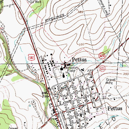 Topographic Map of Pettus High School, TX