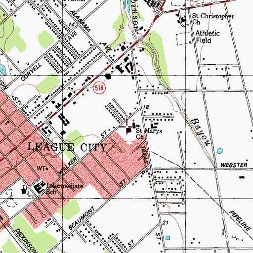 Topographic Map of Saint Mary School, TX