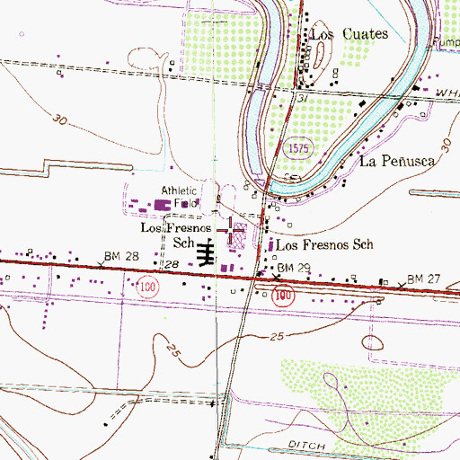 Topographic Map of Resaca Middle School, TX