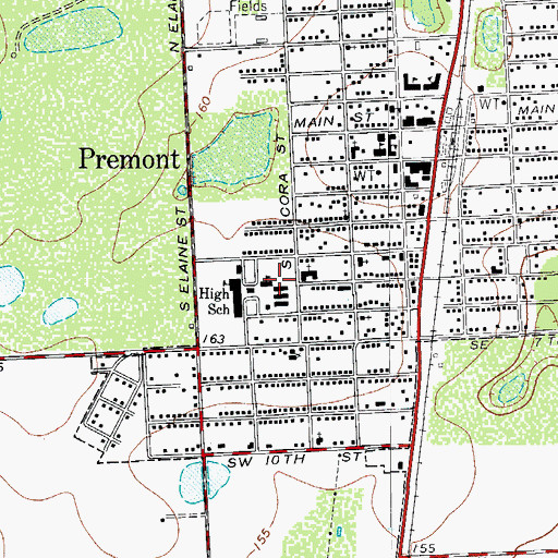 Topographic Map of Premont Junior High School, TX