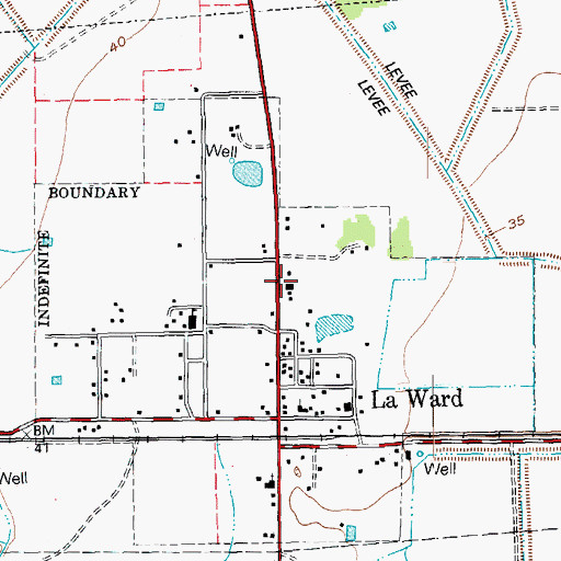 Topographic Map of Laward Elementary School, TX
