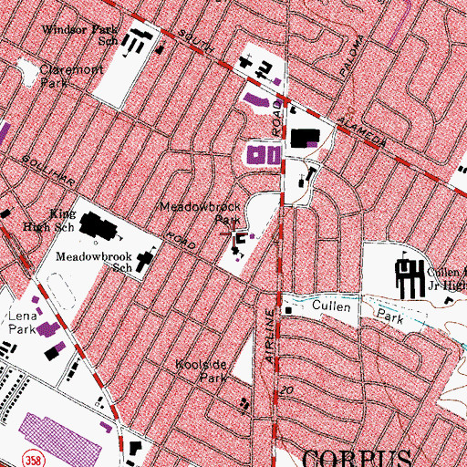 Topographic Map of Saint Pius X Catholic School, TX