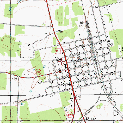 Topographic Map of Skidmore - Tynan Junior High School, TX