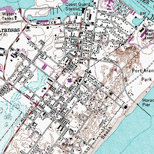 Topographic Map of Port Aransas High School, TX