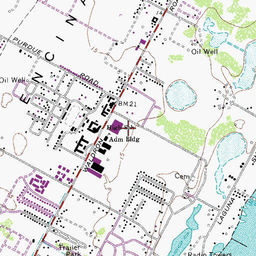 Topographic Map of Flour Bluff Primary School, TX