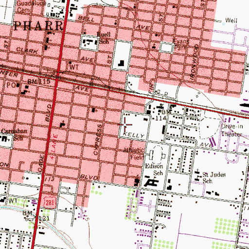 Topographic Map of Pharr - San Juan - Alamo - Central High School, TX