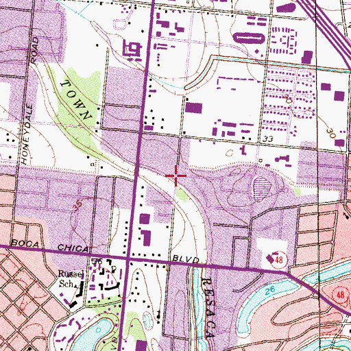 Topographic Map of Sunnyside Day School, TX