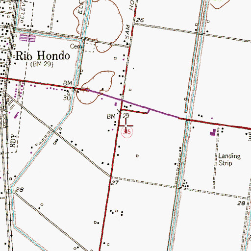 Topographic Map of Rio Hondo High School, TX
