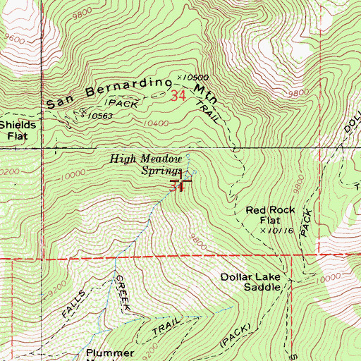 Topographic Map of High Meadow Springs, CA