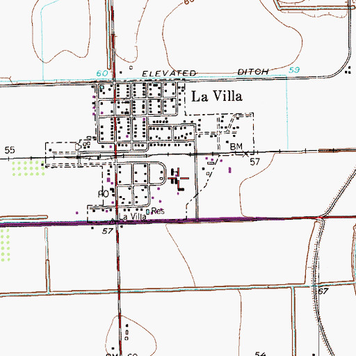 Topographic Map of La Villa Middle School, TX